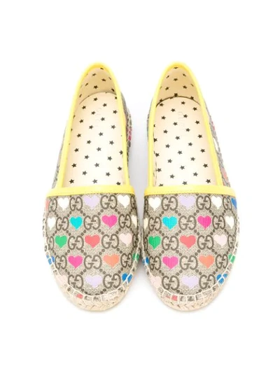 Gucci Hearts Gg Supreme Print Espadrilles In Neutrals