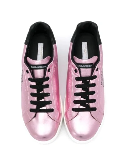 Shop Dolce & Gabbana Teen Portofino Leather Sneakers In Pink