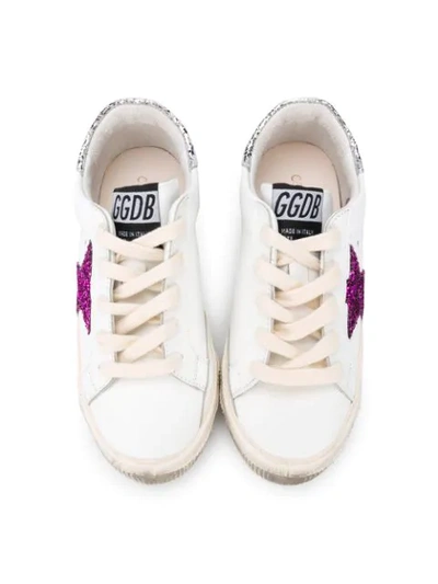 Shop Golden Goose May Glitter Star Trainers In White