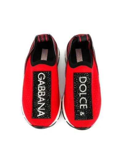 Shop Dolce & Gabbana Slip-on Logo Sneakers In Red
