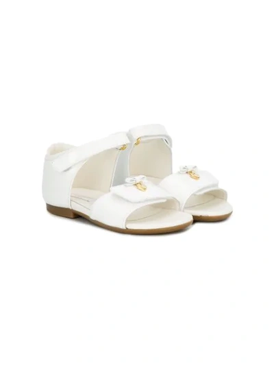 Shop Dolce & Gabbana Bow Heart Sandals In White