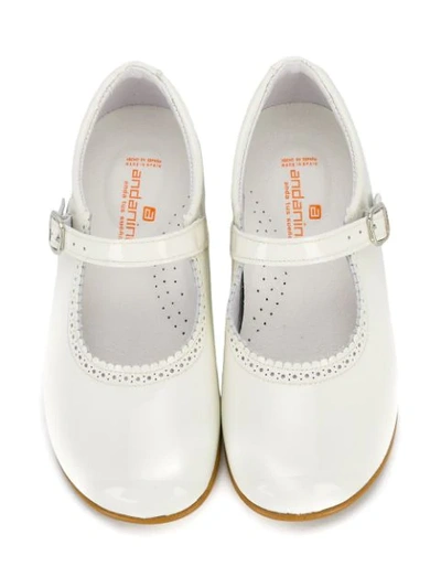Shop Andanines Shoes Scalloped Detail Ballerinas In White