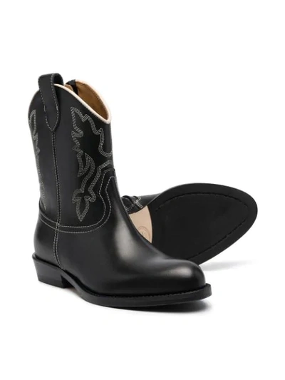 Shop Gallucci Texan Contrast-stitching Leather Boots In Black
