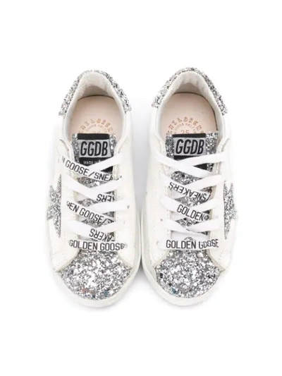 Shop Golden Goose Star Glitter Sneakers In White ,silver