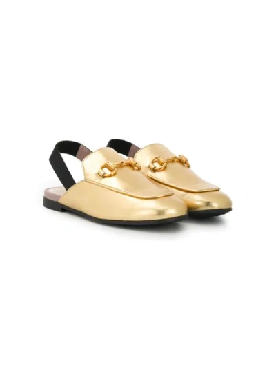 Shop Gucci Princetown Leather Slipper In Gold