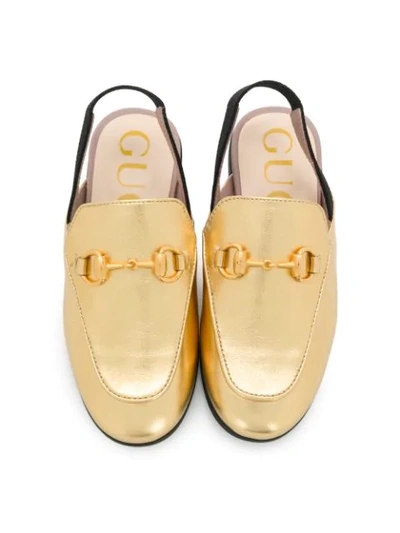 Shop Gucci Princetown Leather Slipper In Gold