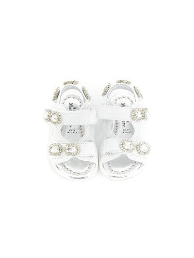 Shop Andrea Montelpare Crystal-embellished Sandals In White