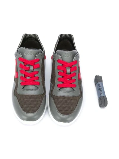 Shop Hogan Logo Patch Lace-up Sneakers In Grey