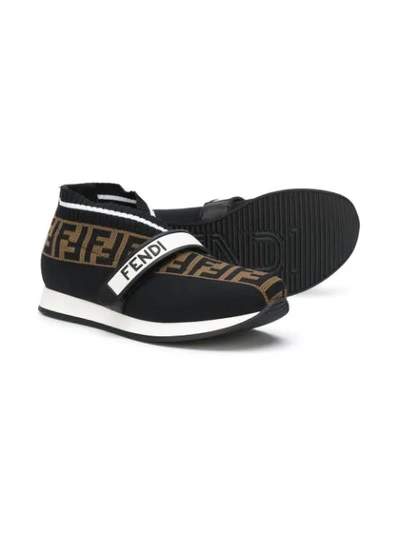 Shop Fendi Teen Ff Slip-on Sneakers In Black