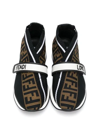 Shop Fendi Teen Ff Slip-on Sneakers In Black
