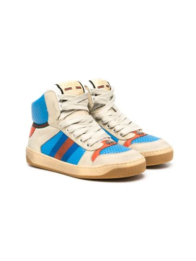 Shop Gucci Screener High-top Sneakers In Blue