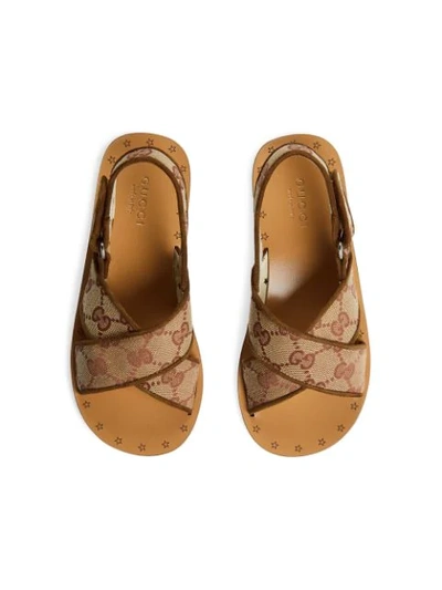 Shop Gucci Gg Supreme Sling-back Sandals In Neutrals