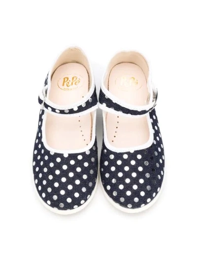 Shop Pèpè 10mm Polka Dot Ballerinas In Blue