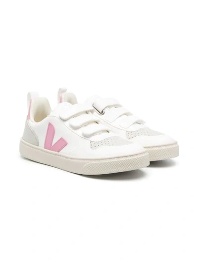 Shop Veja V-12 Touch-strap Sneakers In White