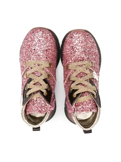 MONNALISA GLITTER LACE-UP BOOTS 