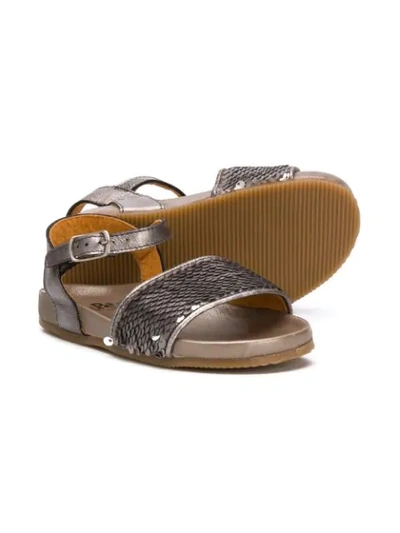 Shop Pèpè Sequin Strap Sandals In Grey