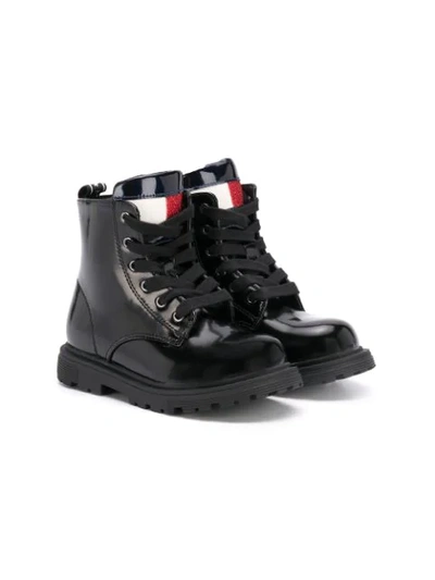 Shop Tommy Hilfiger Junior Lace-up Ankle Boots In Black