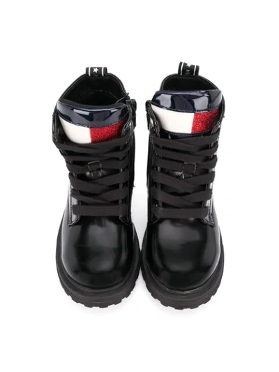 Shop Tommy Hilfiger Junior Lace-up Ankle Boots In Black