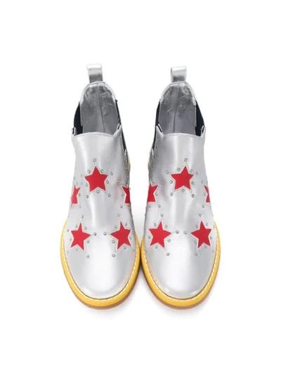 Shop Stella Mccartney Star Print Boots In Silver