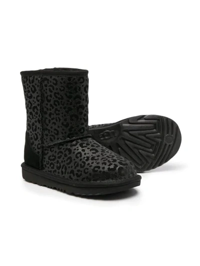 Ugg Leopard-print Boots In Black