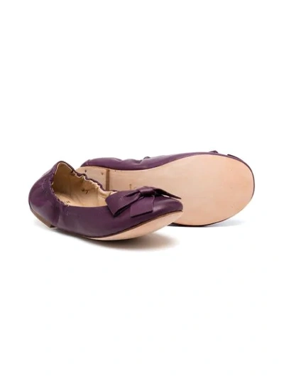 Shop Pèpè Bow-detail Ballerinas In Purple