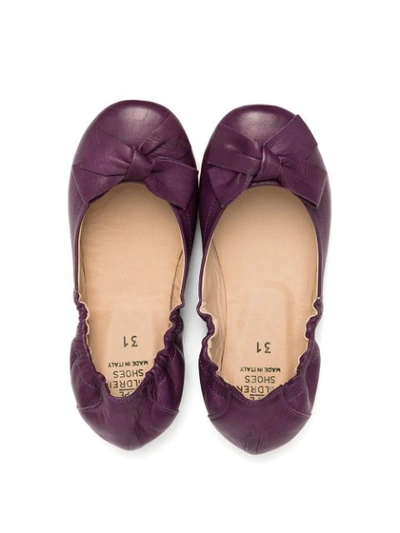 Shop Pèpè Bow-detail Ballerinas In Purple