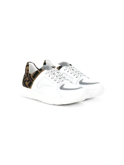 Shop Fendi Ff Logo Sneakers In White