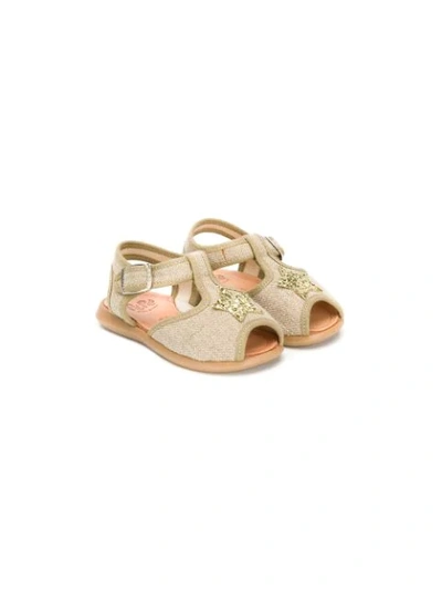 Shop Pèpè Sequin Star Sandals In Neutrals