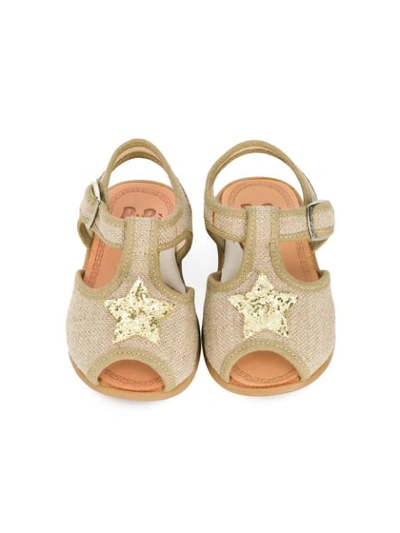 Shop Pèpè Sequin Star Sandals In Neutrals