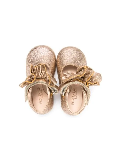 Shop Florens Ruffled Strap Glitter Ballerinas In Gold