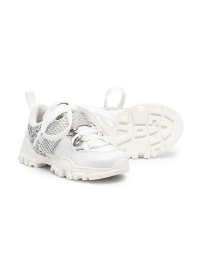 Shop Monnalisa Stud-embellished Chunky Sneakers In White