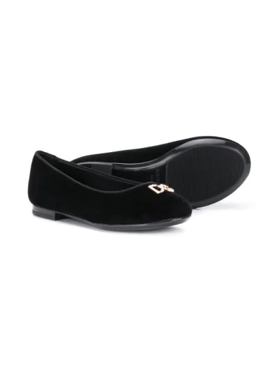 Shop Dolce & Gabbana Logo Embellished Ballerina Shoes In Black