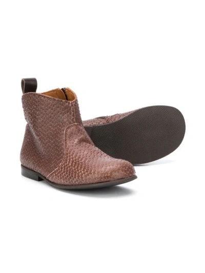 Shop Pèpè Snakeskin Ankle Boots In Brown