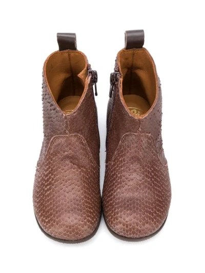 Shop Pèpè Snakeskin Ankle Boots In Brown