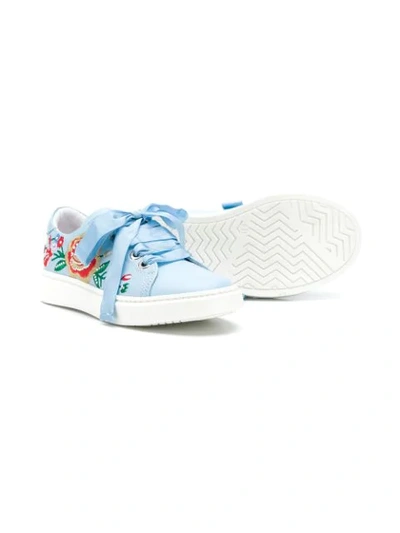 Shop Andrea Montelpare Floral Embroidered Sneakers In Blue