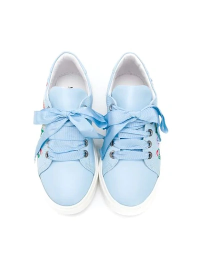 Shop Andrea Montelpare Floral Embroidered Sneakers In Blue