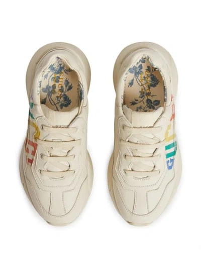 Shop Gucci Print Rhyton Sneakers In White