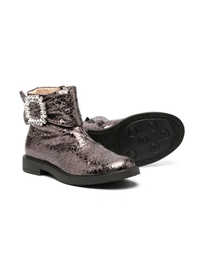 Shop Florens Metallic Side-buckle Ankle Boots In Silver