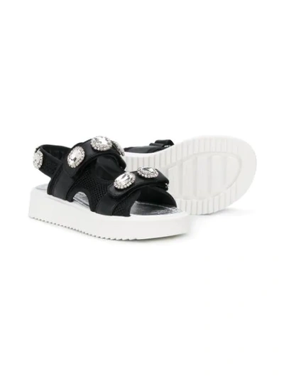 Shop Andrea Montelpare Teen Embellished Touch Strap Sandals In Black