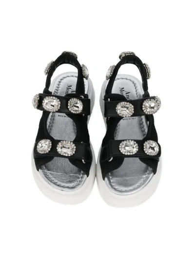 Shop Andrea Montelpare Teen Embellished Touch Strap Sandals In Black
