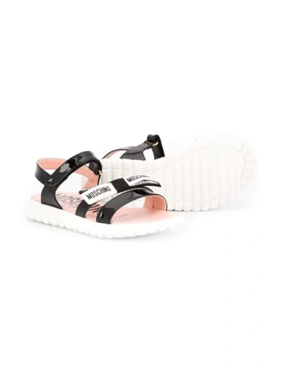 Shop Moschino Logo Touch-strap Sandals In Black