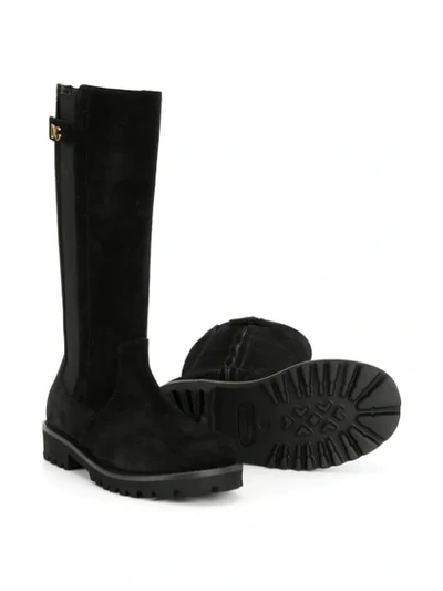 Shop Dolce & Gabbana Round Toe Tall Boots In Black