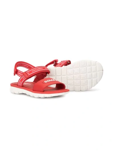 Shop Dolce & Gabbana Touch-strap Logo Sandals In Red