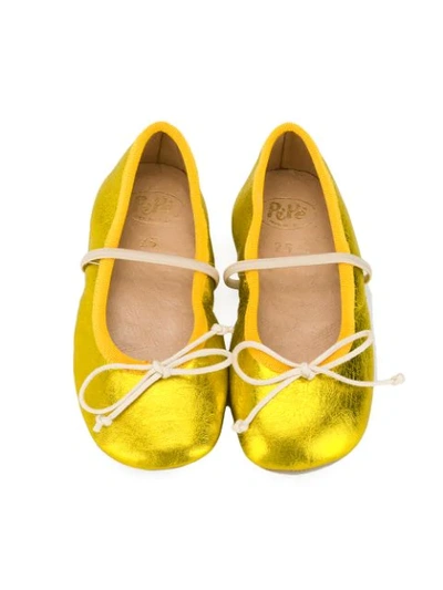 Shop Pèpè T-bar Strap Ballerina Shoes In Yellow