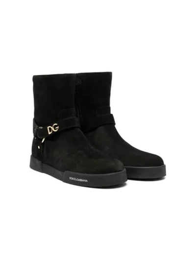 Shop Dolce & Gabbana Logo Plaque Ankle Boots In Black