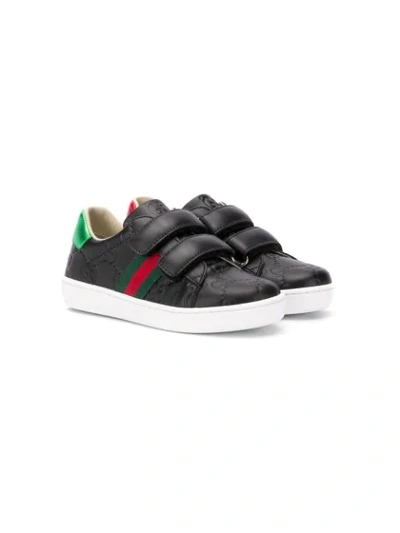 Shop Gucci Gg Supreme Touch-strap Sneakers In Black