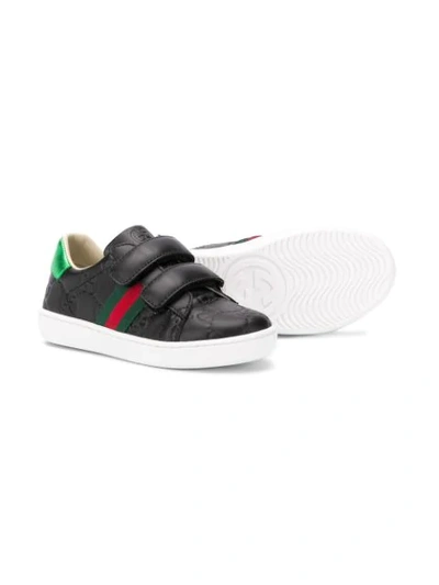 Shop Gucci Gg Supreme Touch-strap Sneakers In Black