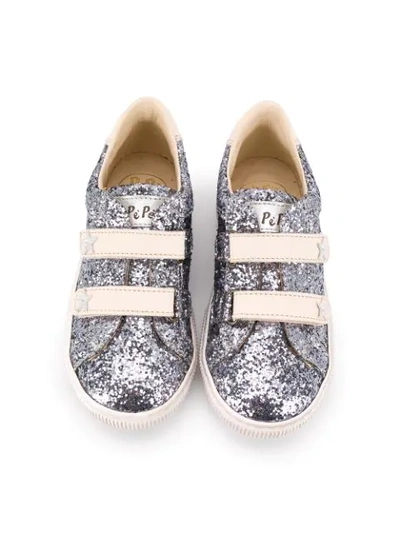 Shop Pèpè Glitter 15mm Low-top Sneakers In Grey