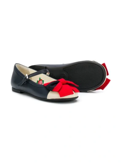 Shop Gucci Web Bow Ballerina Shoes In Blue