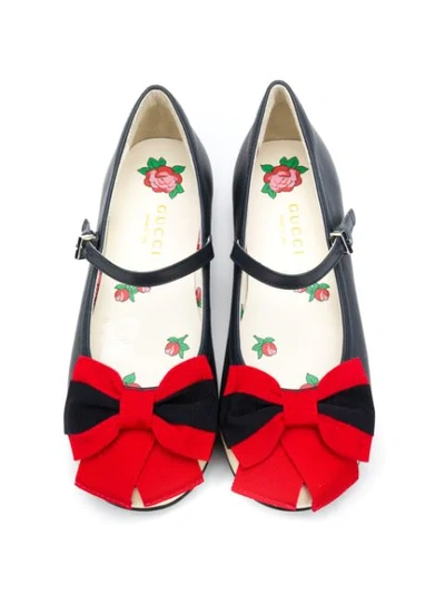 Shop Gucci Web Bow Ballerina Shoes In Blue